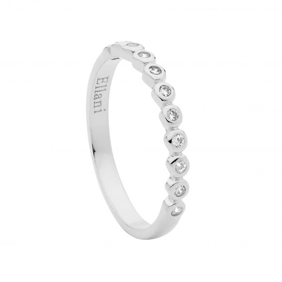 Ellani Sterling Silver Bezel Set CZ Ring