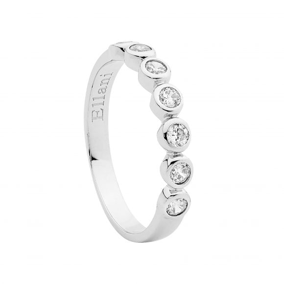 Ellani Sterling Silver Bezel Set CZ Ring