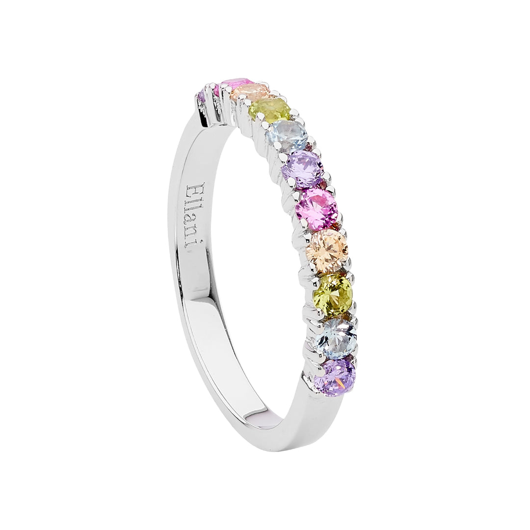 Ellani Sterling Silver Colourful Ring