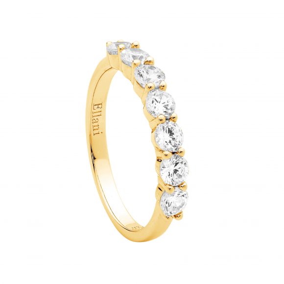 Ellani Yellow Gold CZ Eternity Ring