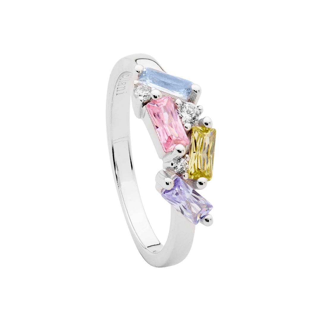Ellani Sterling Silver Colourful Ring