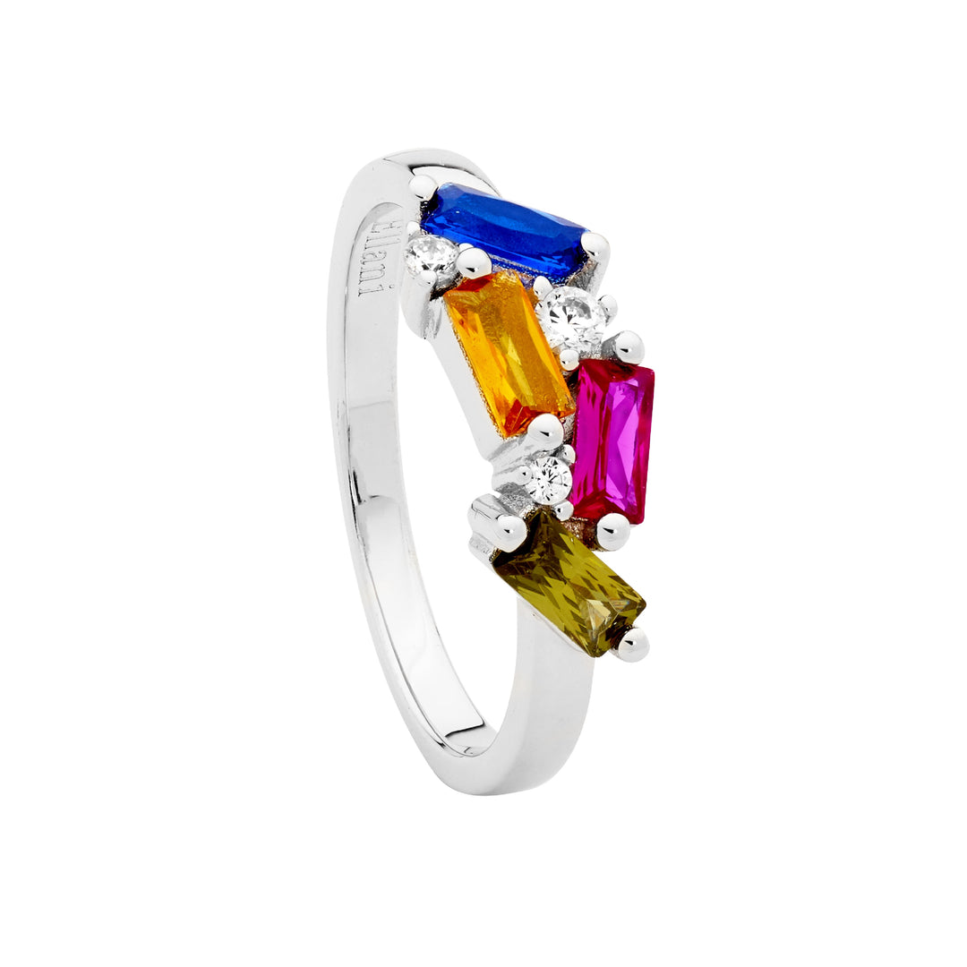Ellani Sterling Silver Colourful Ring