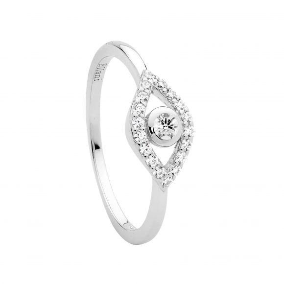 Ellani Sterling Silver CZ Evil Eye Ring