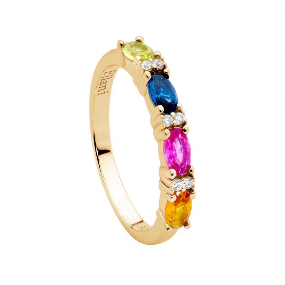 Ellani Yellow Gold Colourful Ring