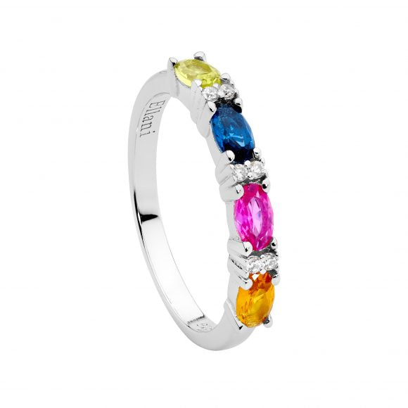 Ellani Sterling Silver Colourful Ring