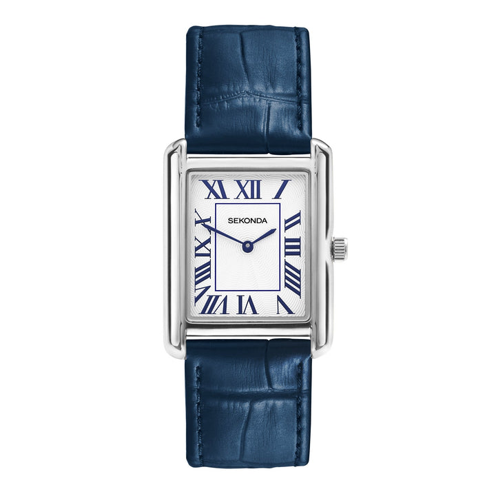 Sekonda Mens Clement Guilloche Dial Blue Leather 28x37mm Watch