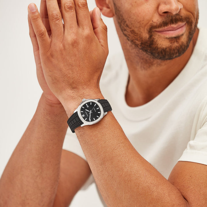 Sekonda Mens Octaire Black Dial Black Rubber 40mm Watch