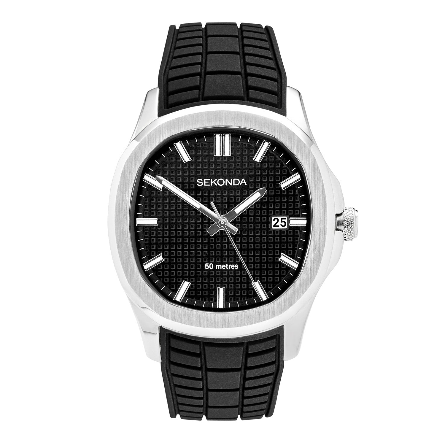 Sekonda Mens Octaire Black Dial Black Rubber 40mm Watch - B & S Lyncris Jewellers