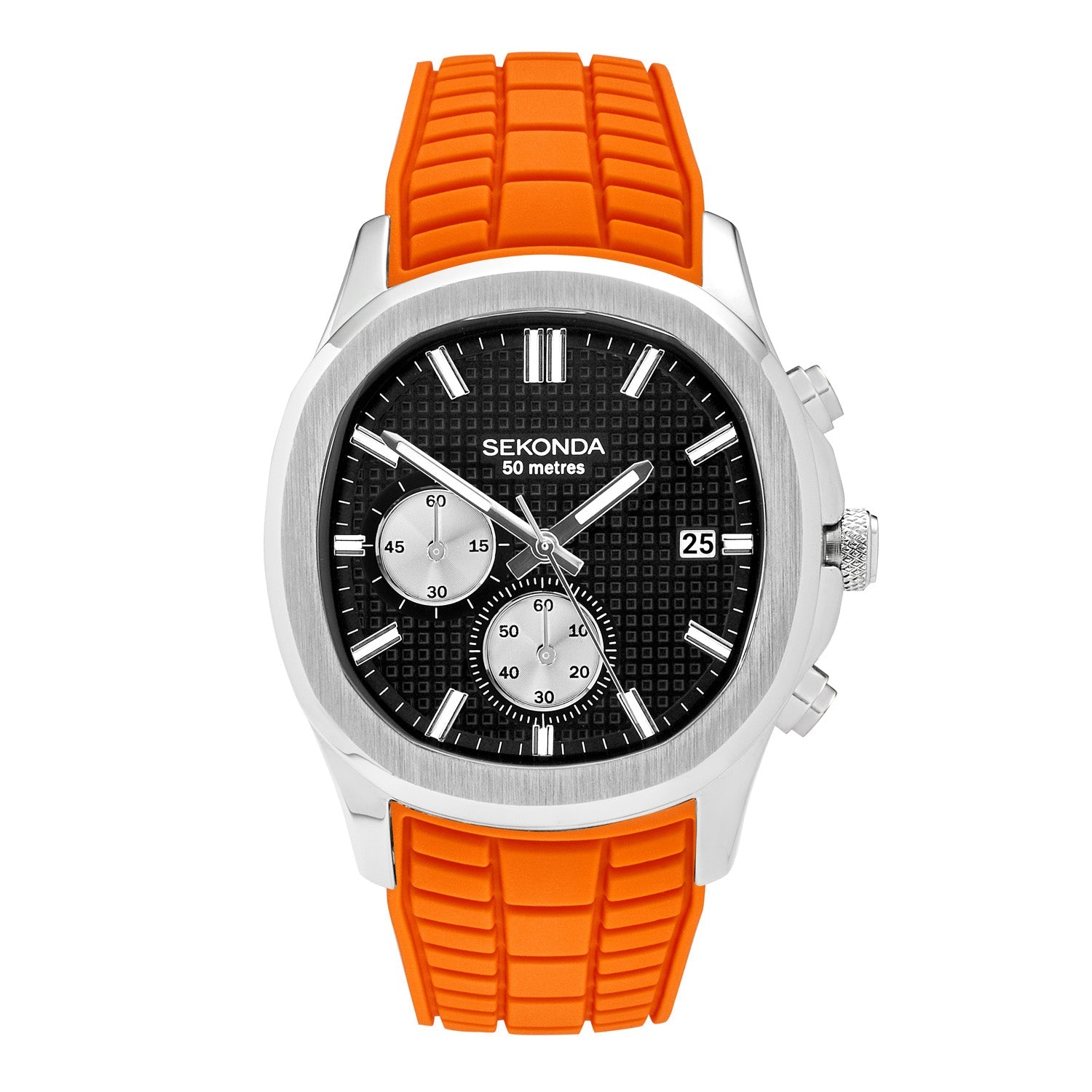 Sekonda Mens Octaire Black Dial Orange Rubber 40mm Watch - B & S Lyncris Jewellers