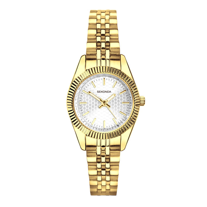 Sekonda Francis Silver White Dial 26mm Womens Watch Gold
