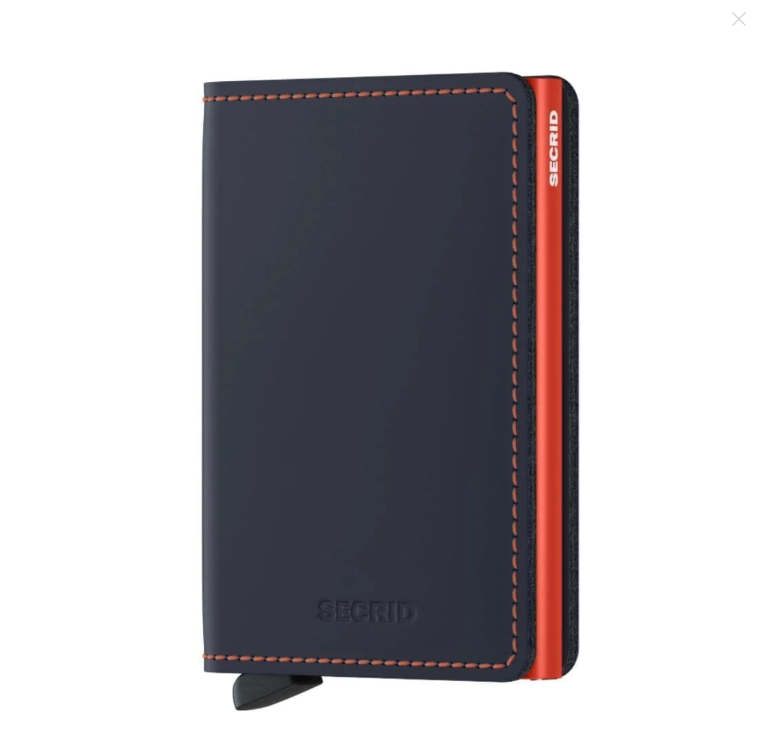 SECRID Slimwallet Matte Night Blue & Orange Leather RFID SC9012 - B & S Lyncris Jewellers
