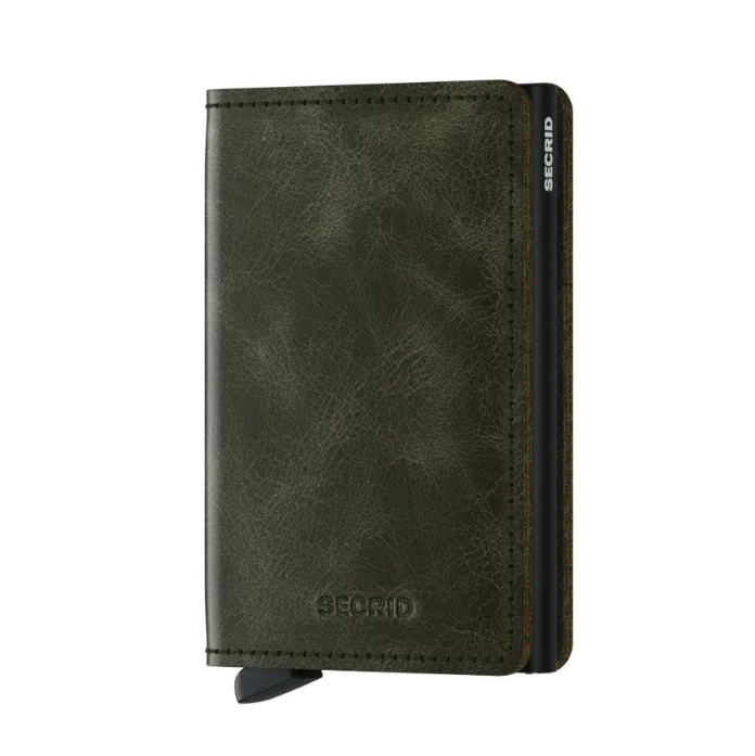 SECRID Slimwallet Leather Vintage Olive Black SC7346