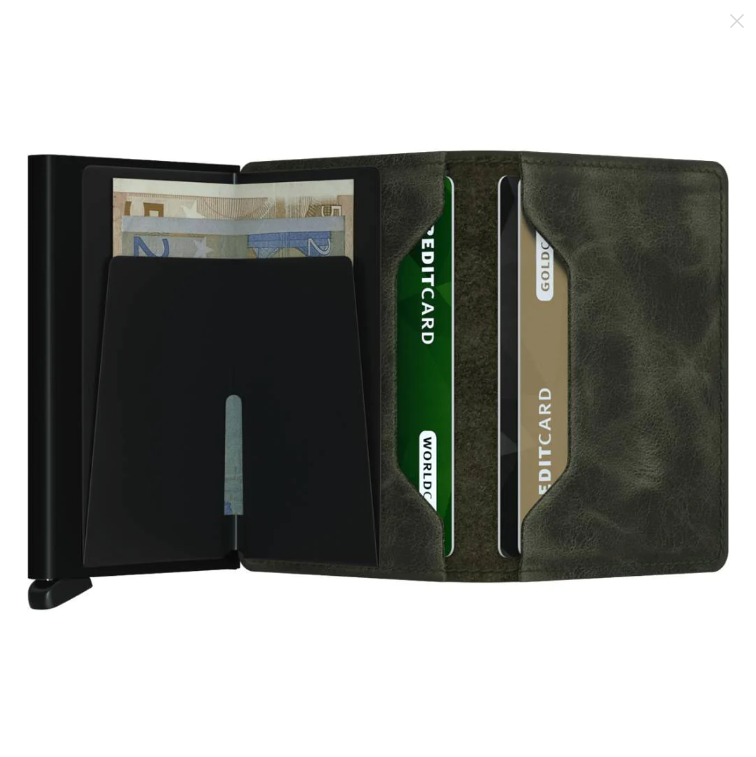 SECRID Slimwallet Leather Vintage Olive Black SC7346