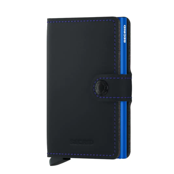 SECRID Miniwallet Matte Black & Blue Leather SC9524