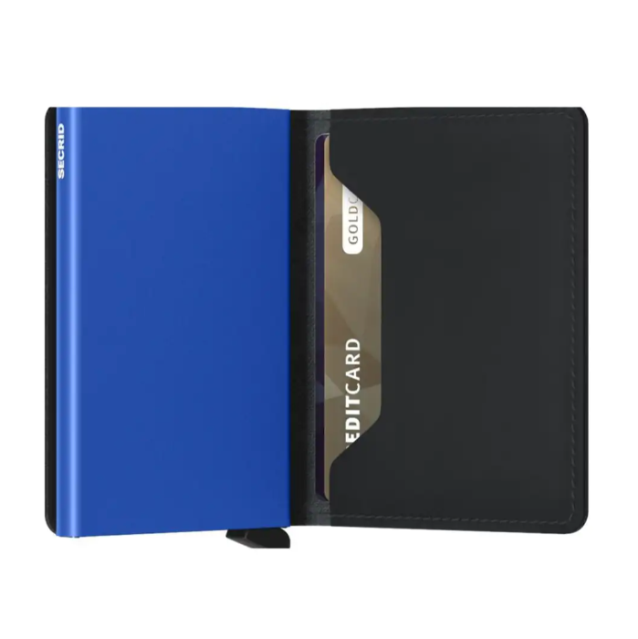 SECRID Miniwallet Matte Black & Blue Leather SC9524