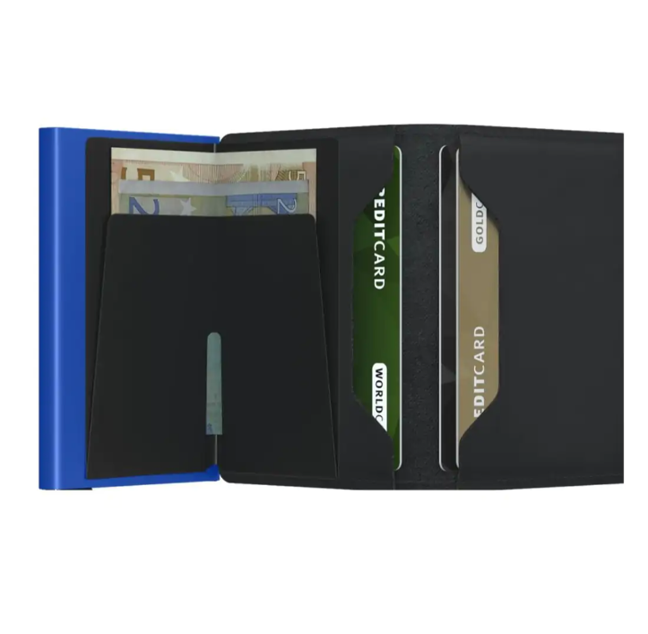 SECRID Miniwallet Matte Black & Blue Leather SC9524
