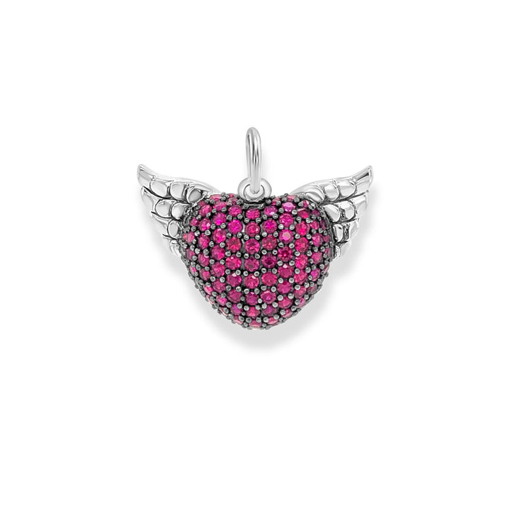 THOMAS SABO Charm Pendant Winged Heart Red Small