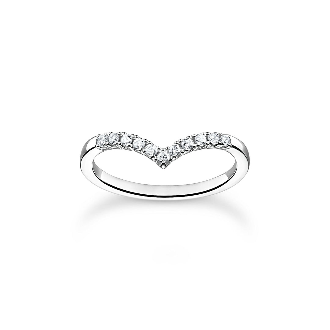 THOMAS SABO Ring V-shape with white stones silver