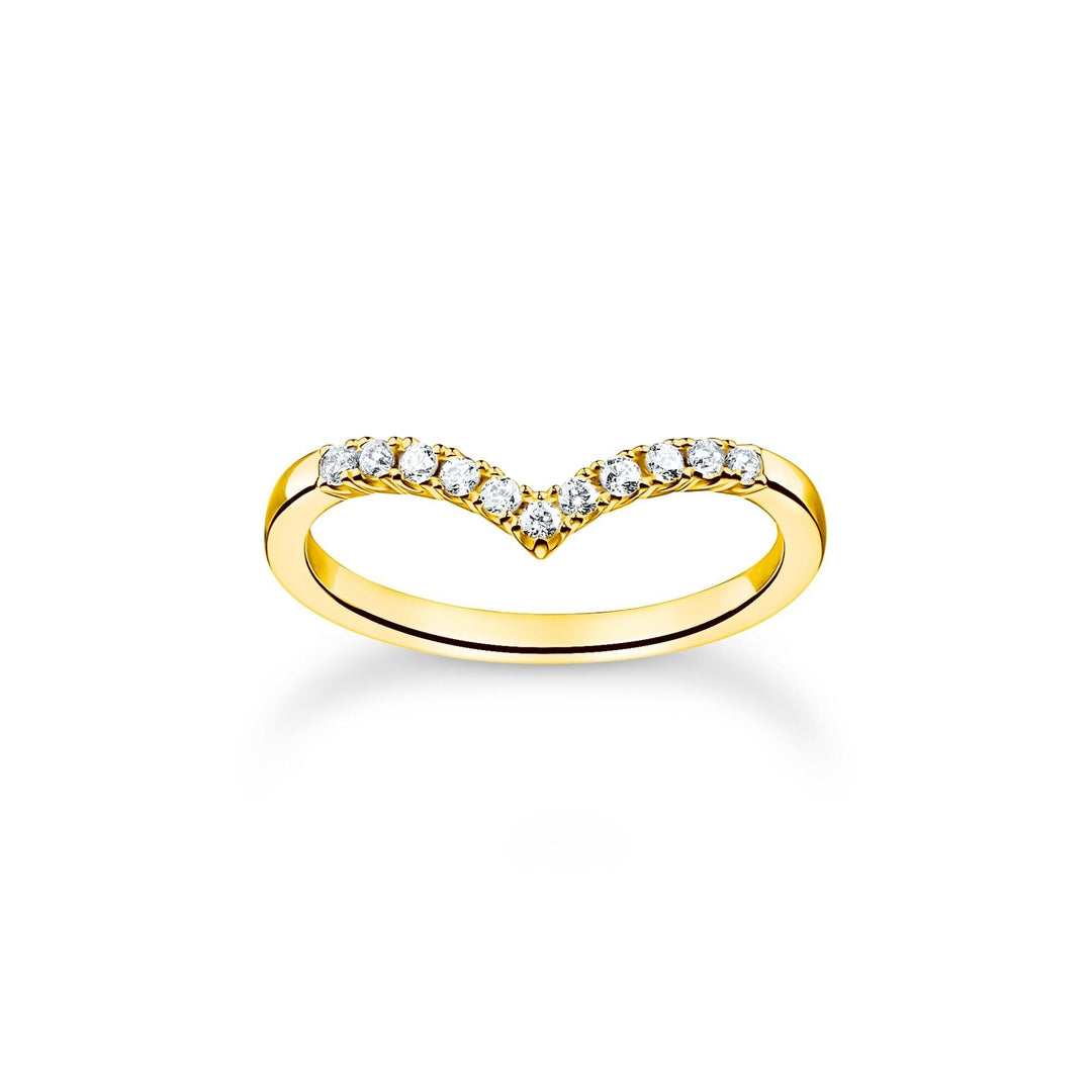 THOMAS SABO Ring V-shape with white stones gold