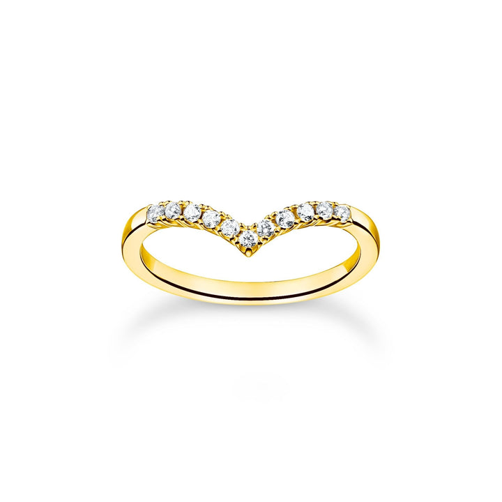 THOMAS SABO Ring V-shape with white stones gold