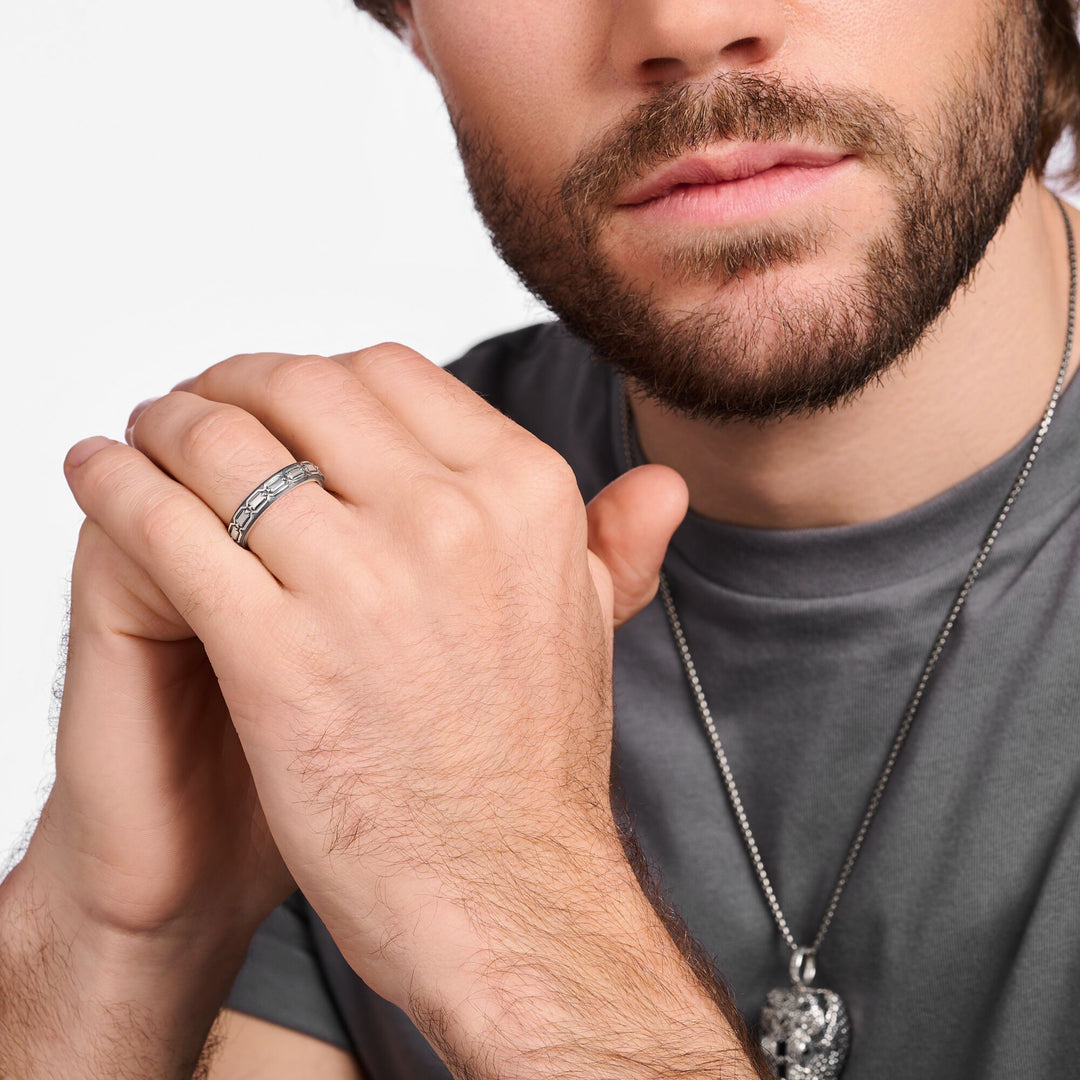 THOMAS SABO Ring Crocodile Shell Silver Blackened