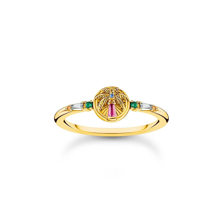 THOMAS SABO Ring with palm tree and colourful stones