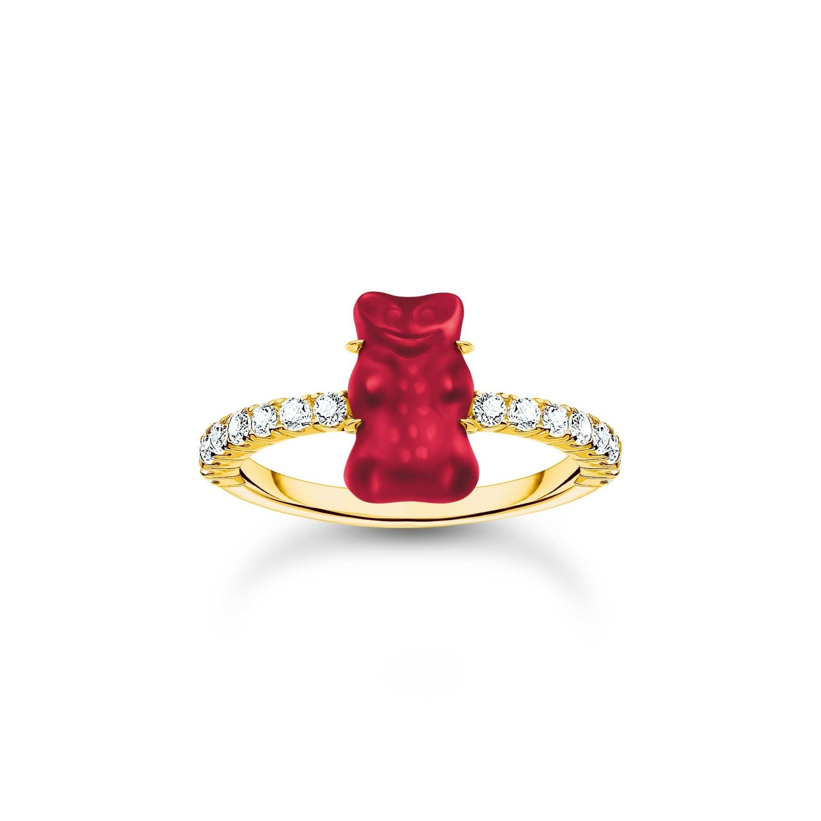 THOMAS SABO Ring with red mini sized goldbears and zirconia - B & S Lyncris Jewellers