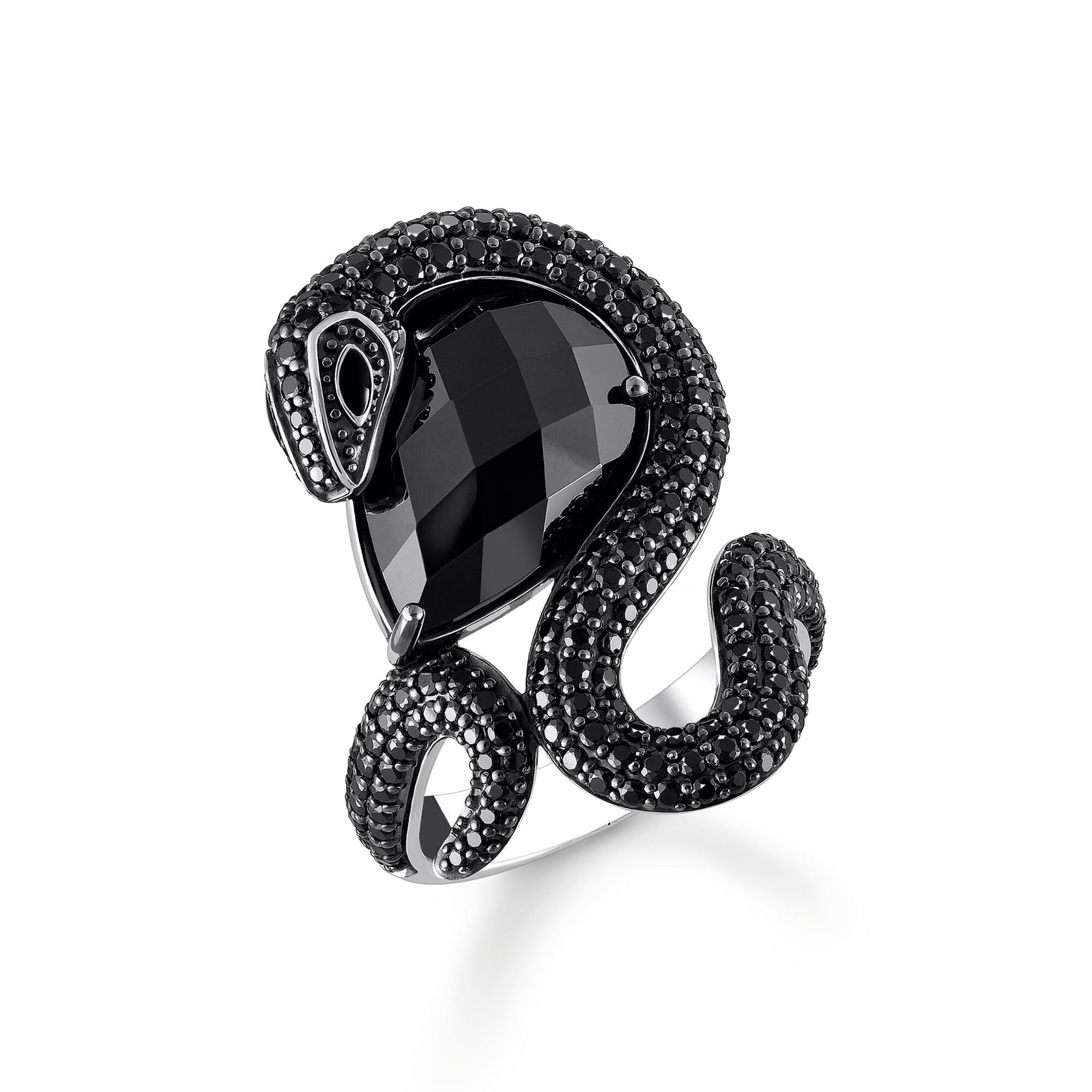 THOMAS SABO Snake ring with drop-shaped black zirconia - B & S Lyncris Jewellers