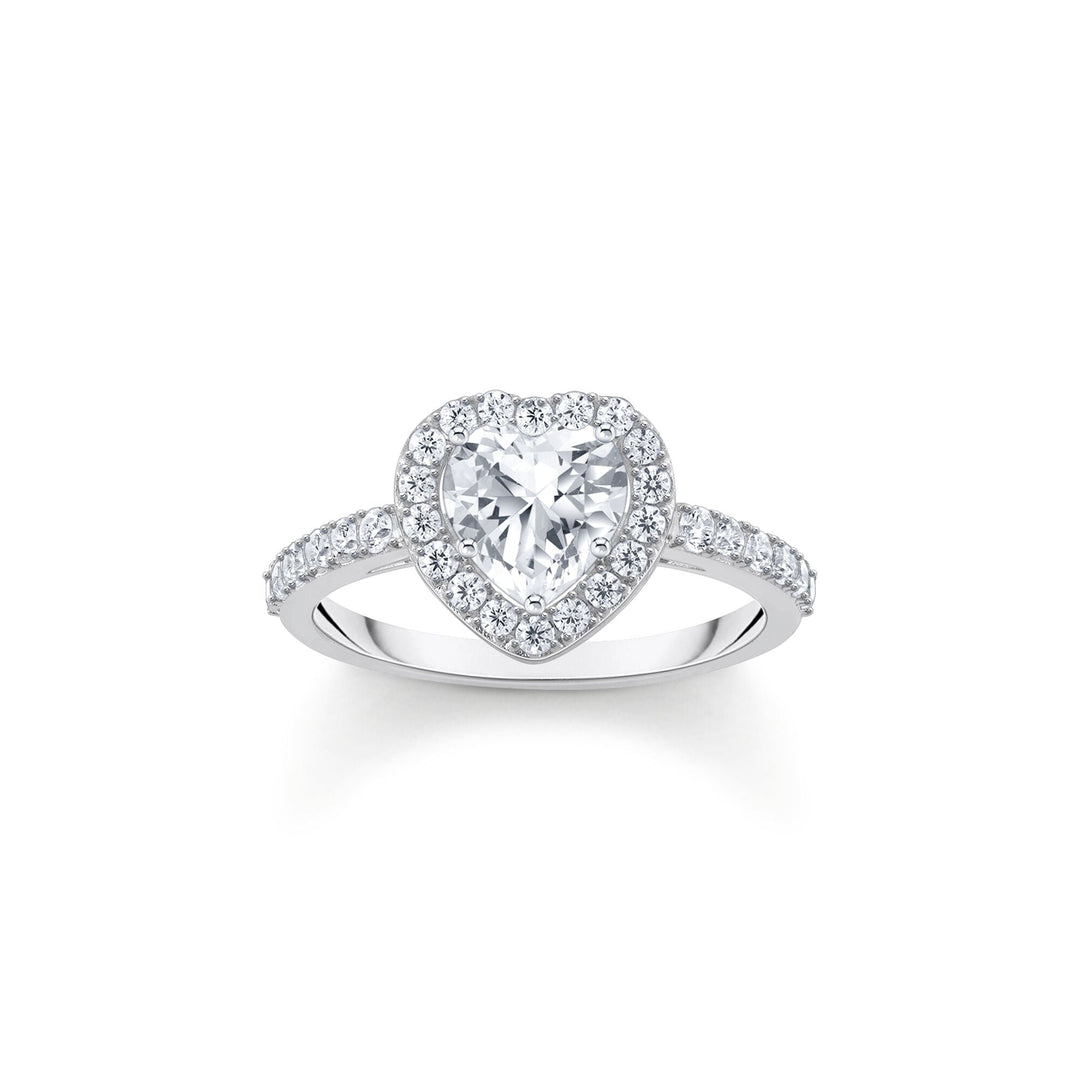 THOMAS SABO Halo ring with white, heart-shaped zirconia - B &amp; S Lyncris Jewellers