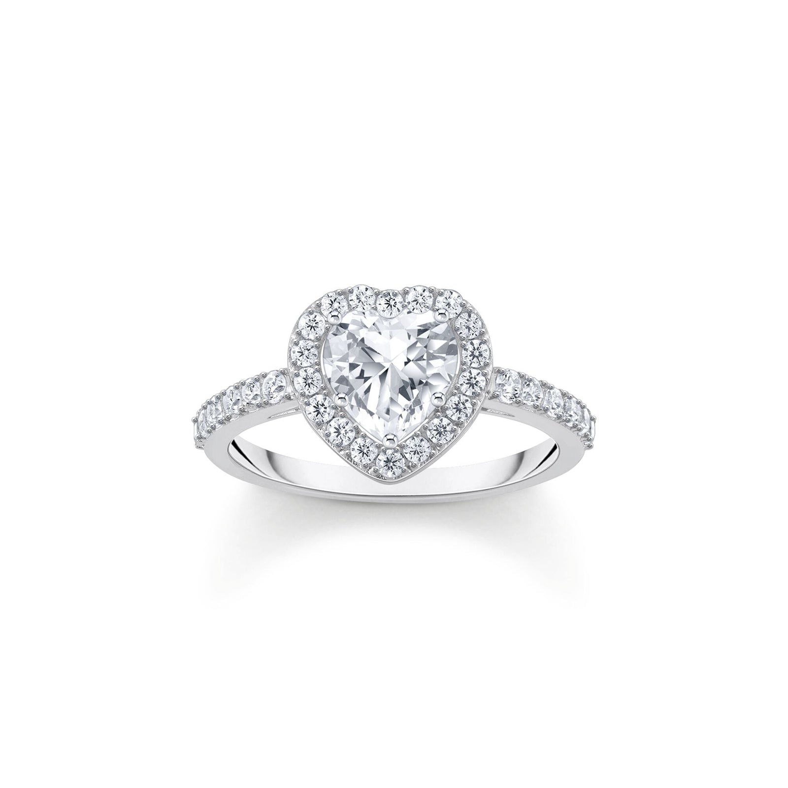 THOMAS SABO Halo ring with white, heart-shaped zirconia - B & S Lyncris Jewellers