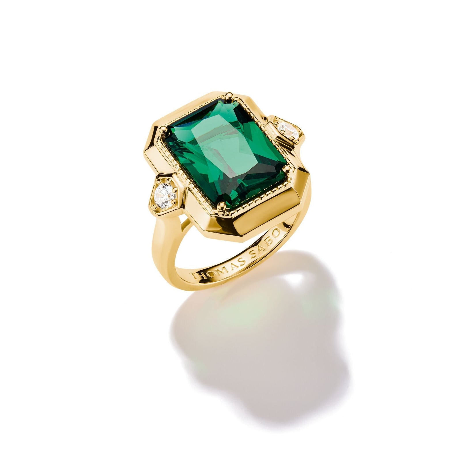 THOMAS SABO Ring with Green Zirconia Stone - B & S Lyncris Jewellers