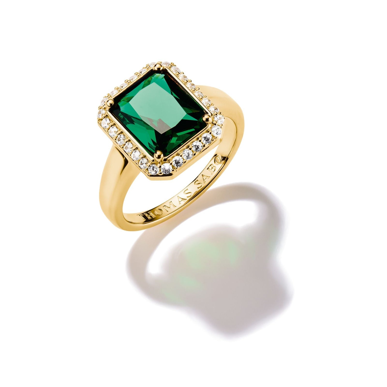 THOMAS SABO Ring with Green Octagon Stone - B & S Lyncris Jewellers