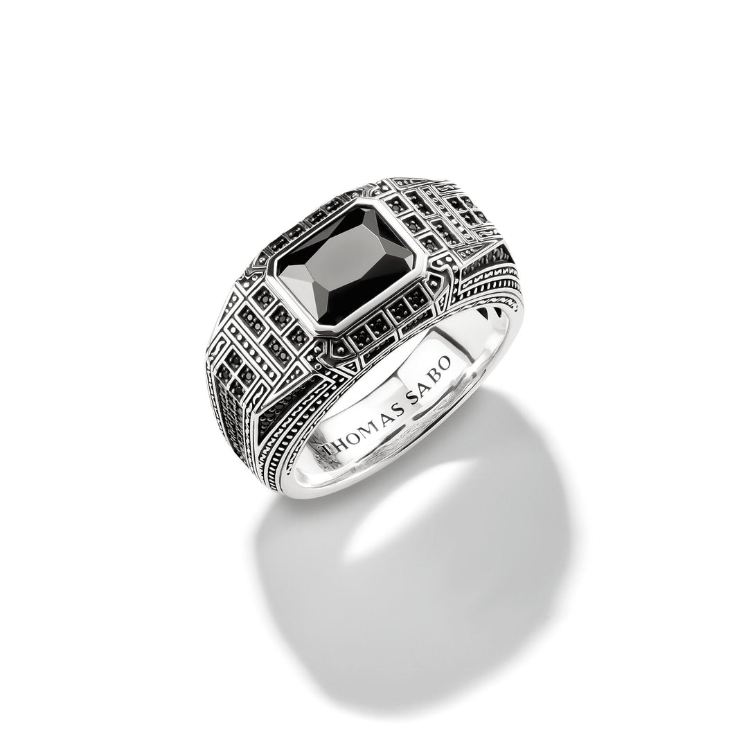 THOMAS SABO Signet Ring with Onyx and Black Stones