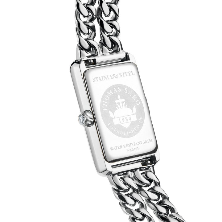 THOMAS SABO Ladies Rectangular Silver Watch with Black Dial