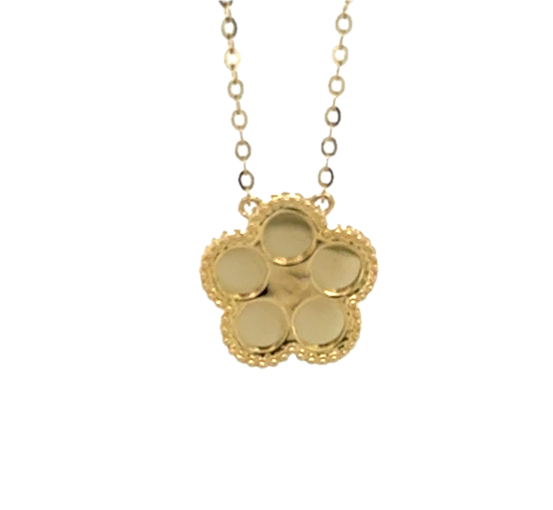 9K Yellow Gold Diamond Flower Necklace