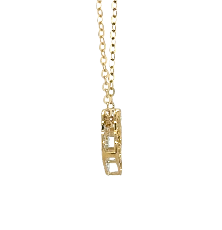 9K Yellow Gold Diamond Clover Necklace