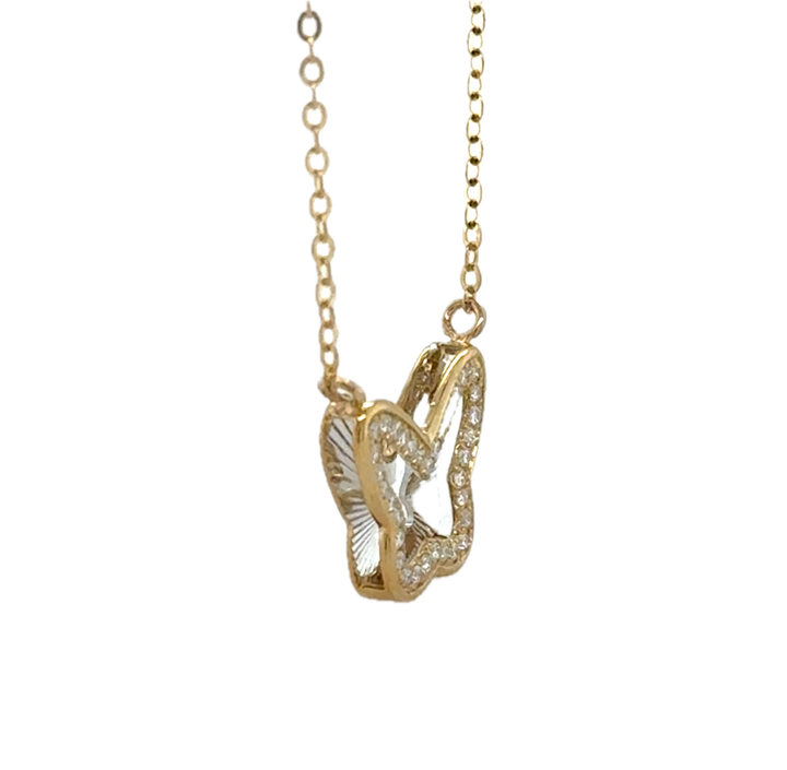 9K Yellow Gold Diamond Butterfly Necklace