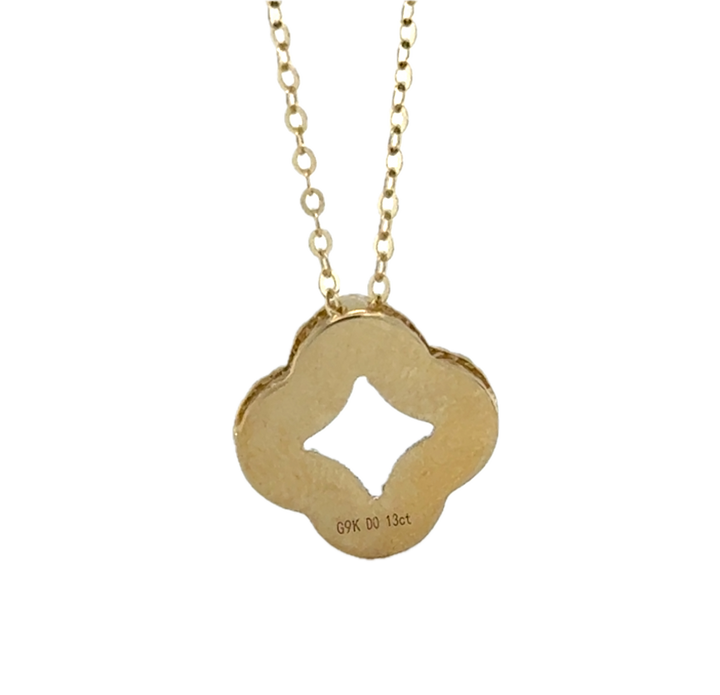 9K Yellow Gold Diamond Clover Necklace