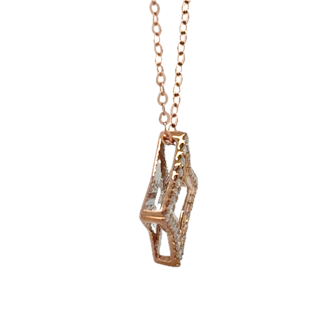 9K Rose Gold Diamond Clover Star Necklace