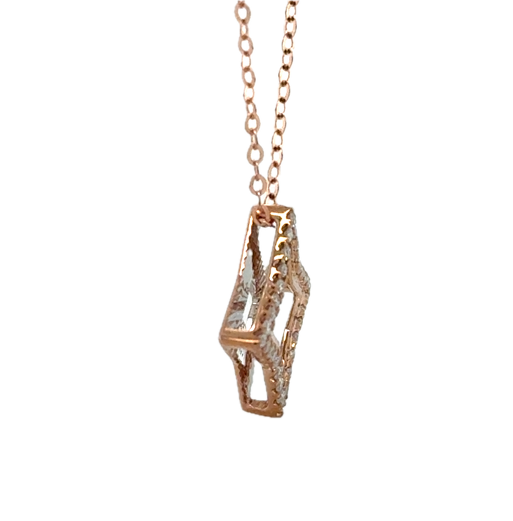 9K Rose Gold Diamond Clover Star Necklace