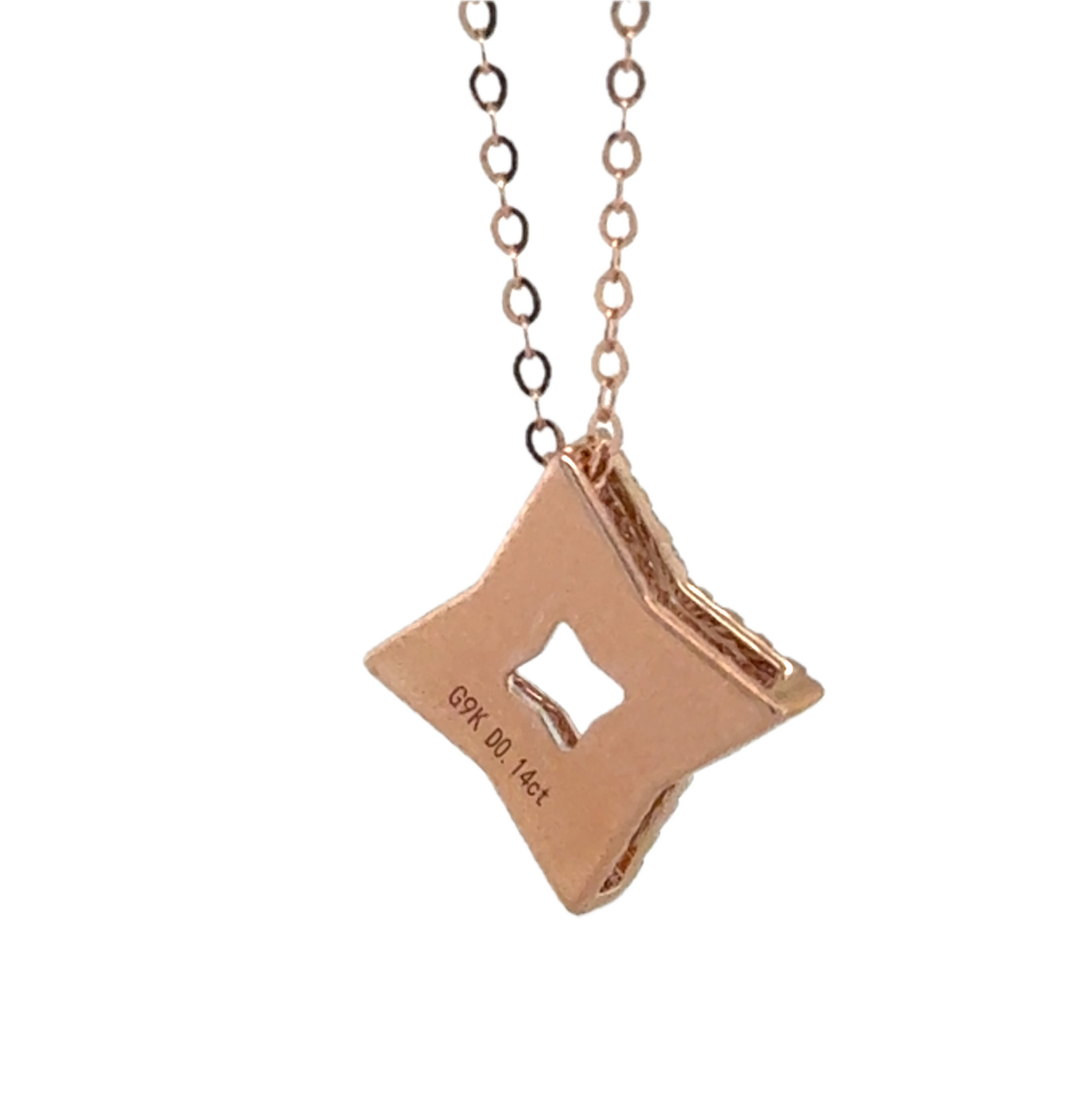 9K Rose Gold Diamond Clover Star Necklace