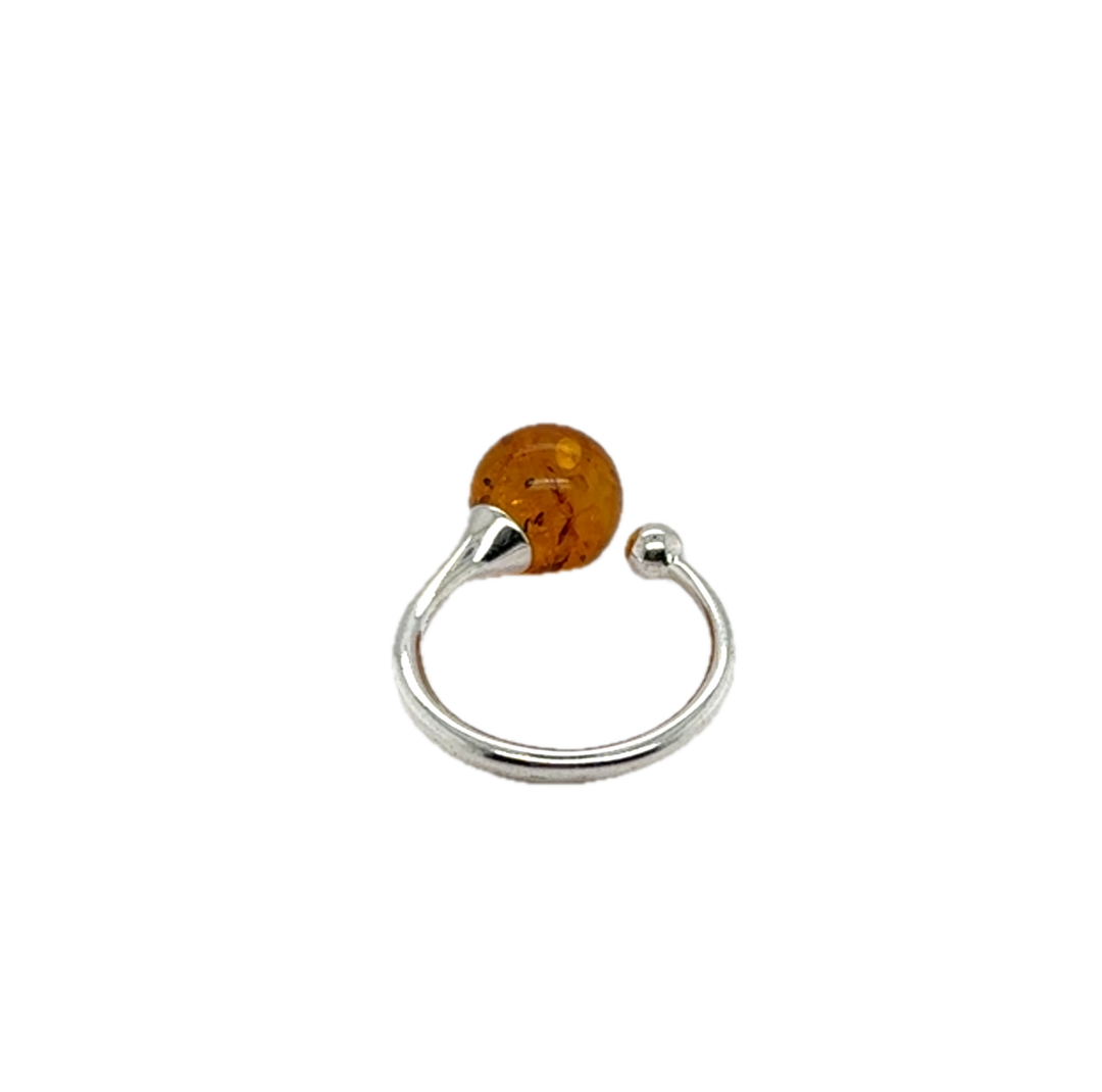 Sterling Silver Baltic Amber Adjustable Ring