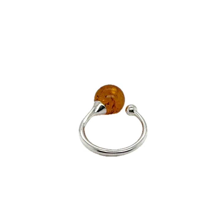 Sterling Silver Baltic Amber Adjustable Ring