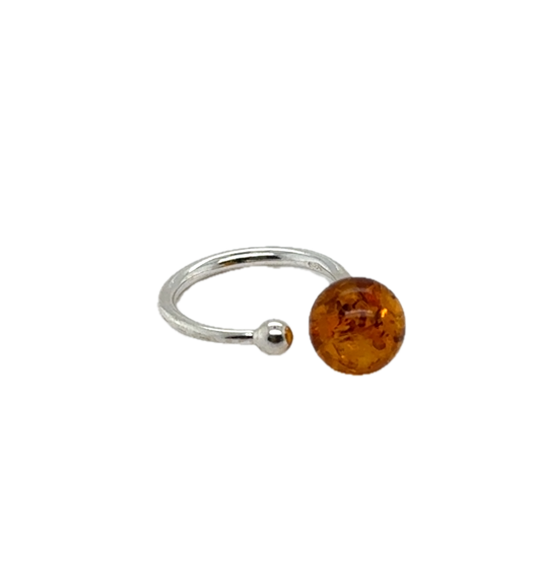 Sterling Silver Baltic Amber Adjustable Ring