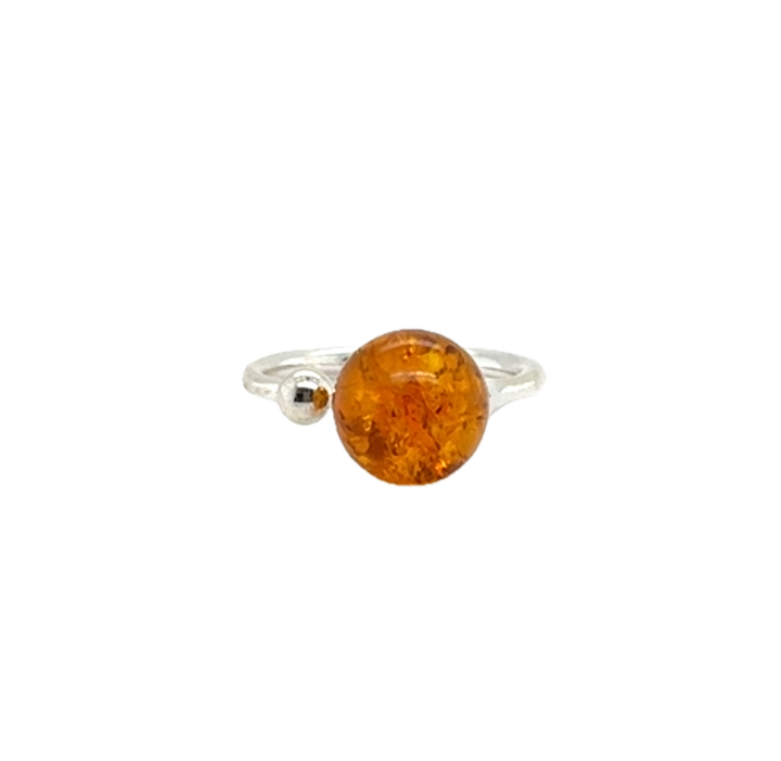 Sterling Silver Baltic Amber Adjustable Ring