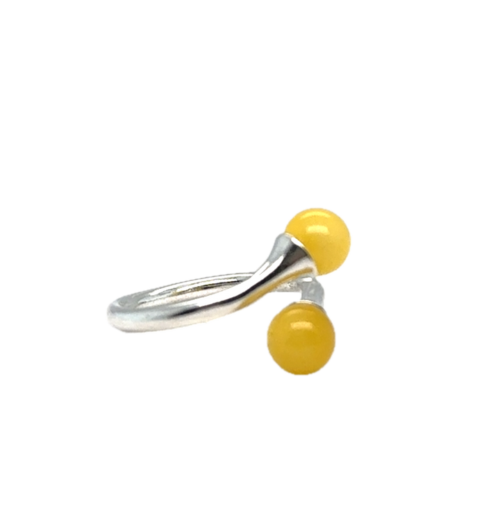 Sterling Silver Yellow Baltic Amber Adjustable Ring