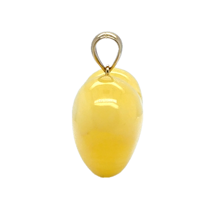Gold Plated Lemon Baltic Amber Heart Pendant