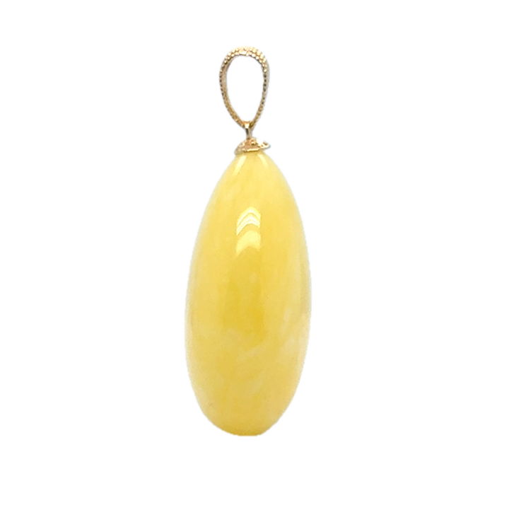 Gold Plated Lemon Baltic Amber Drop Pendant