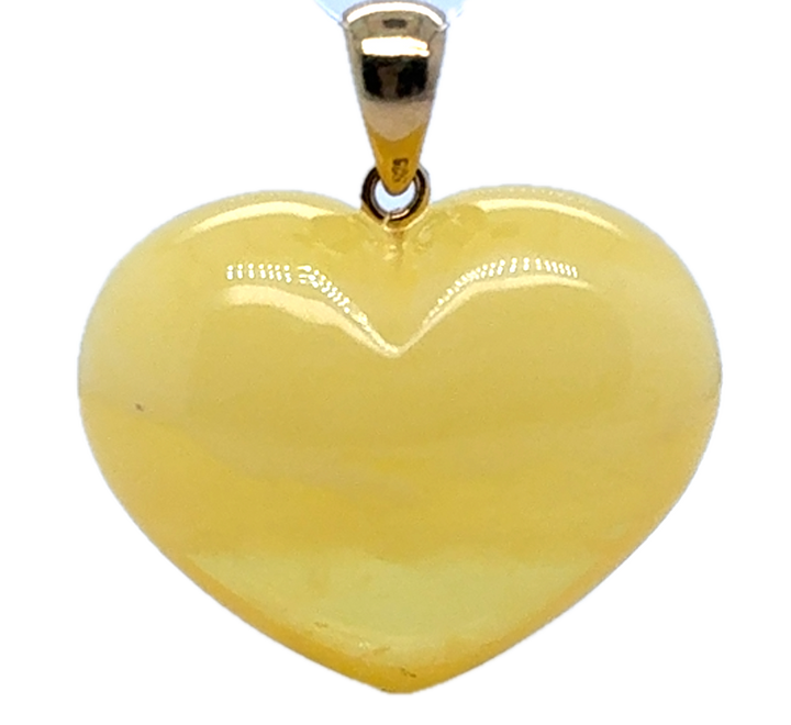 Gold Plated Lemon Baltic Amber Heart Pendant