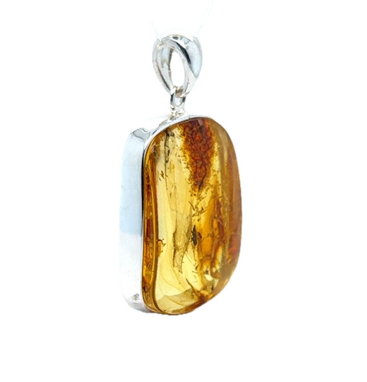 Sterling Silver Baltic Amber Rectangular Pendant